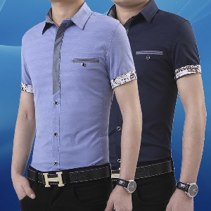 Мъжки официални и бизнес ризи - летсни и с къси ръкави - 4 модела - сини, розови