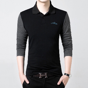 Мъжка памучна тениска с дълъг ръкав -4 модела с различни комбинации в черно и сиво