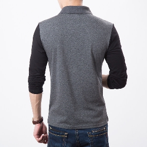 Мъжка памучна тениска с дълъг ръкав -4 модела с различни комбинации в черно и сиво