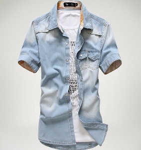 Мъжки дънкови ризи - деним - 3 модела с къс ръкав за плаж и ежедневие през горещото лято