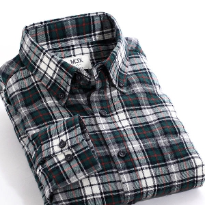Мъжка памучна карирана риза с дълъг ръкав - пролетна, лятна и есенна - няколко модела