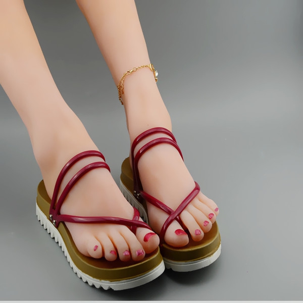 Дамски чехли син черен бял и червен цвят