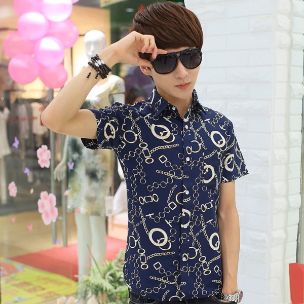 Ανδρικά καλοκαιρινά πουκάμισα - μπλε, άσπρο χρώμα