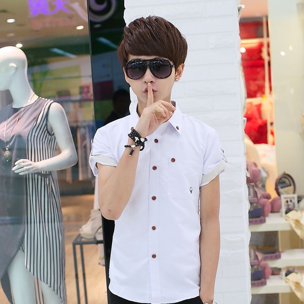 Ανδρικά καλοκαιρινά πουκάμισα - μπλε, άσπρο χρώμα