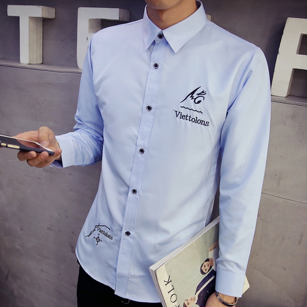 Λεπτά καλοκαιρινά πουκάμισα ανδρικά - 4 χρώματα - άσπρο, μαύρο, κόκκινο, γαλάζιο χρώμα και 2 τύποι εκτυπώσεων