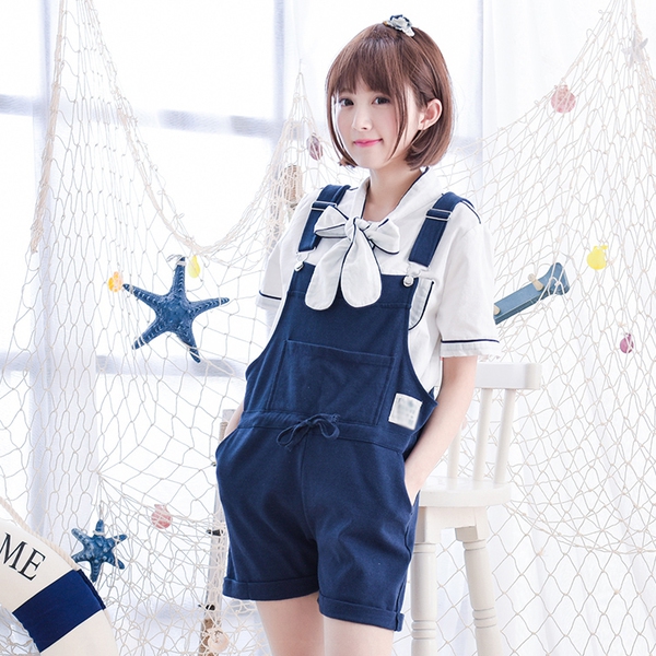 Γυναικεία ολόσωμη καλοκαιρινή φόρμα σε γκρι και μπλε 