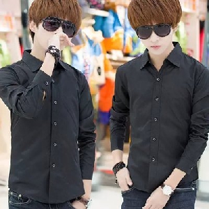 Мъжки ризи с дълги ръкави - едноцветни в черен и бял цвят и кариран модел