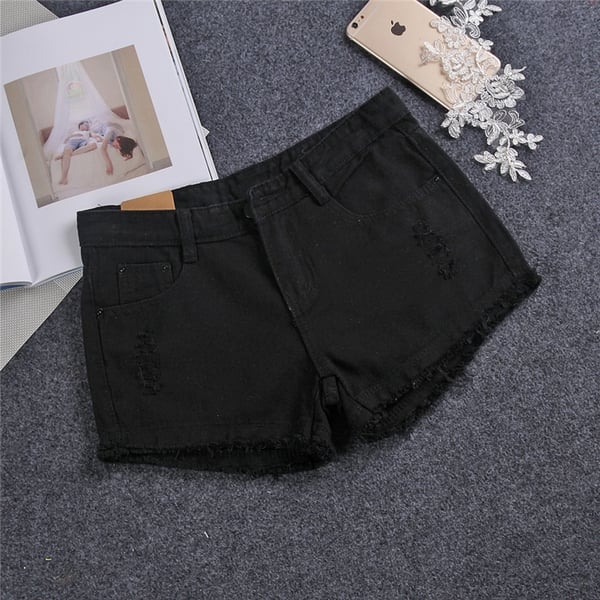 Дамски къси дънкови панталони в черен,бял и син цвят - 4 модела