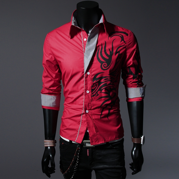 Ανδρικά πουκάμισα - Δράκος - 4 χρώματα - κόκκινο, λευκό, πορφυρό και μαύρο χρώμα