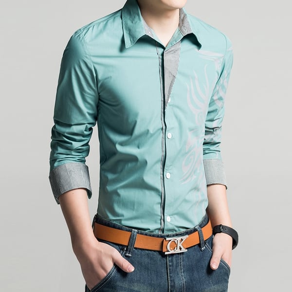 Πουκάμισα αντρικά μακρυμάνικα -για την άνοιξη, καλοκαίρι και το φθινόπωρο - 8 μοντέλα δράκων - Πράσινο, Μπλε, Λευκό, Μωβ, Κίτριν