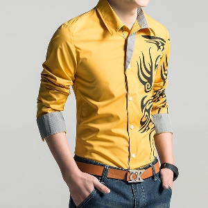 Мъжки ризи с дълъг ръкав - пролетни, летни и есенни - 8 модела с Дракон - зелени, сини, бели, лилави, жълти, червени