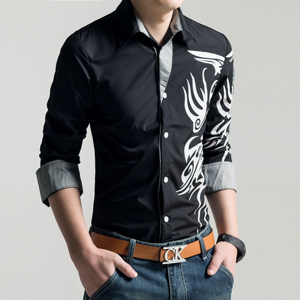 Πουκάμισα αντρικά μακρυμάνικα -για την άνοιξη, καλοκαίρι και το φθινόπωρο - 8 μοντέλα δράκων - Πράσινο, Μπλε, Λευκό, Μωβ, Κίτριν