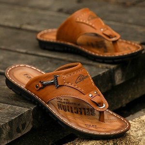 Мъжки чехли изработени от изкуствена кожа - 3 модела 