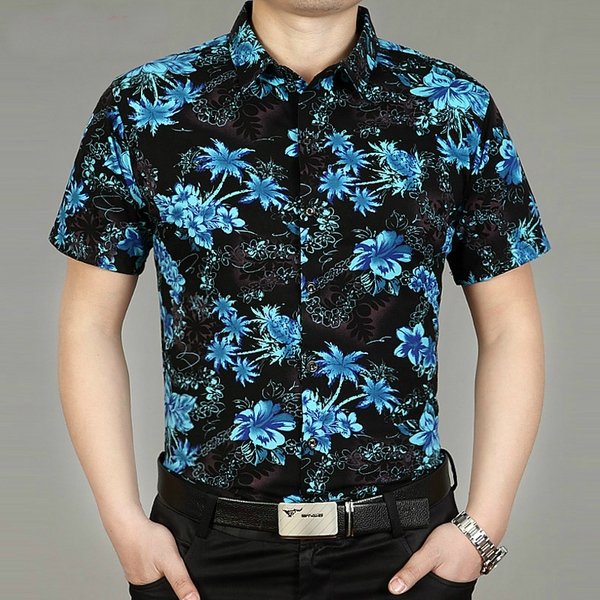 Ανδρικά κοντομάνικα πουκάμισα - μονοχρωματάκια, με λουλούδια - για επαγγελματική και καθημερινή ζωή