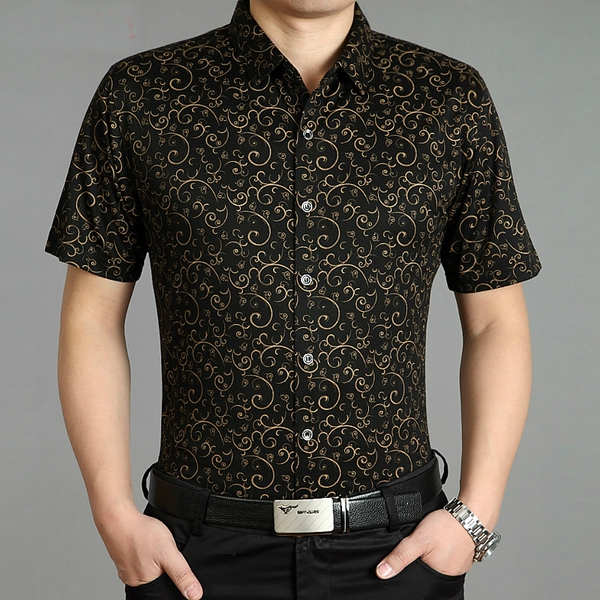 Ανδρικά κοντομάνικα πουκάμισα - μονοχρωματάκια, με λουλούδια - για επαγγελματική και καθημερινή ζωή