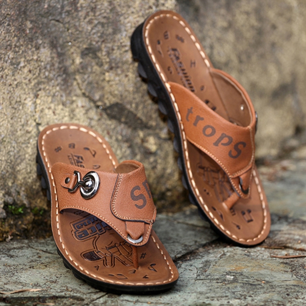 Παντόφλες Καλοκαίρι ανδρών από τεχνητό δέρμα - 3 μοντέλα