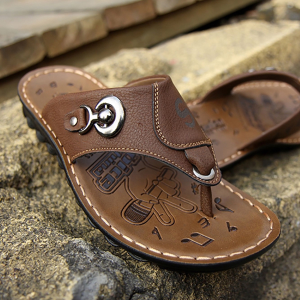 Παντόφλες Καλοκαίρι ανδρών από τεχνητό δέρμα - 3 μοντέλα