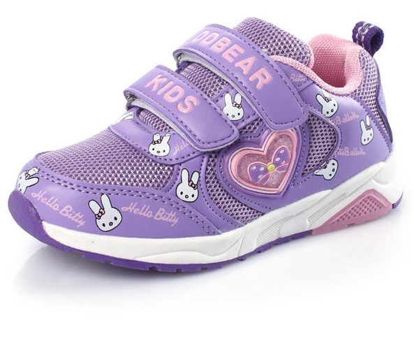 Детски маратонки с лепки за момичета - розови и лилави