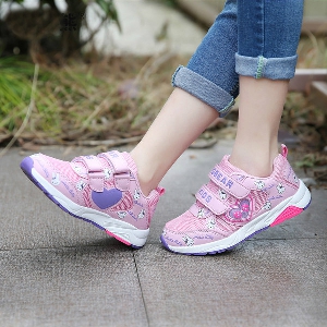 Детски маратонки с лепки за момичета - розови и лилави