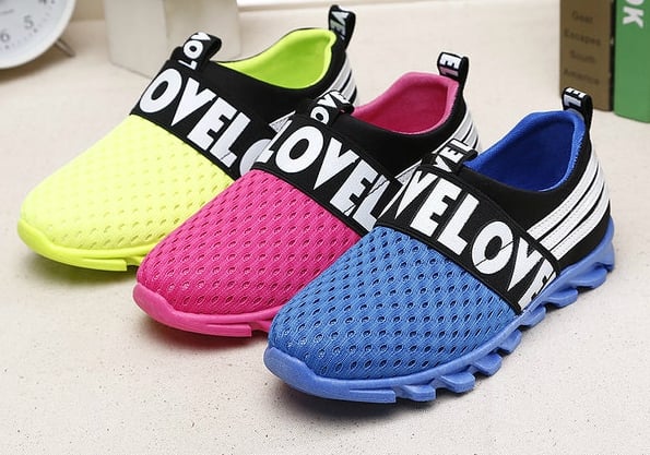 Παιδικά πάνινα παπούτσια για κορίτσια - χωρίς κορδόνια σε πολλά χρώματα - πράσινο, κόκκινο, ροζ, μπλε χρώμα