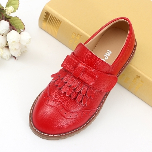 Детски пролетно-есенни обувки за момичета с ресни - черни, червени, бели с лепки