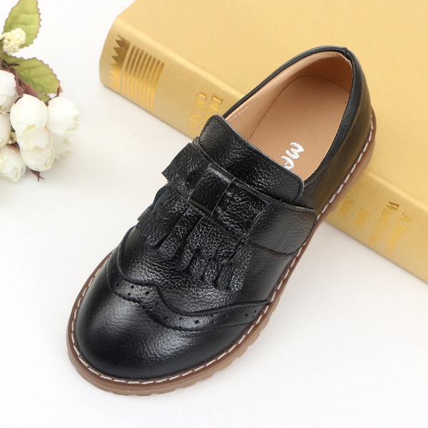 Детски пролетно-есенни обувки за момичета с ресни - черни, червени, бели с лепки