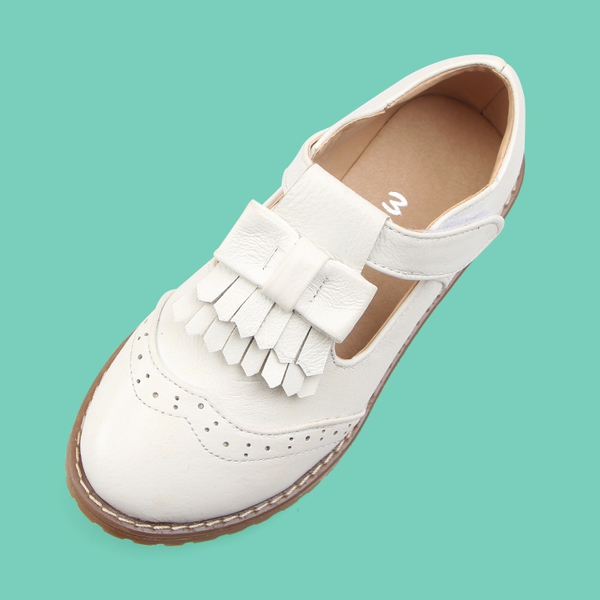 Детски пролетно-есенни обувки за момичета с ресни - черни, червени, бели с лепки