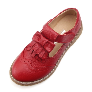 Детски пролетно-есенни обувки за момичета с ресни - черни, червени, бели с лепки