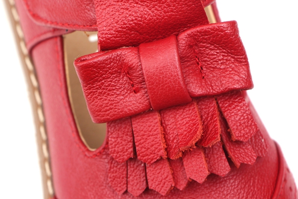 Детски пролетно-есенни обувки за момичета с ресни - черни, червени, бели с лепки