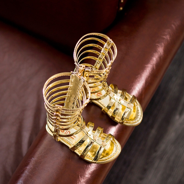 Παιδικά σανδάλια το καλοκαίρι - Μπότες μακρύ - τρία χρώματα για τα κορίτσια - μαύρο, χρυσό, ασημί δερματίνη