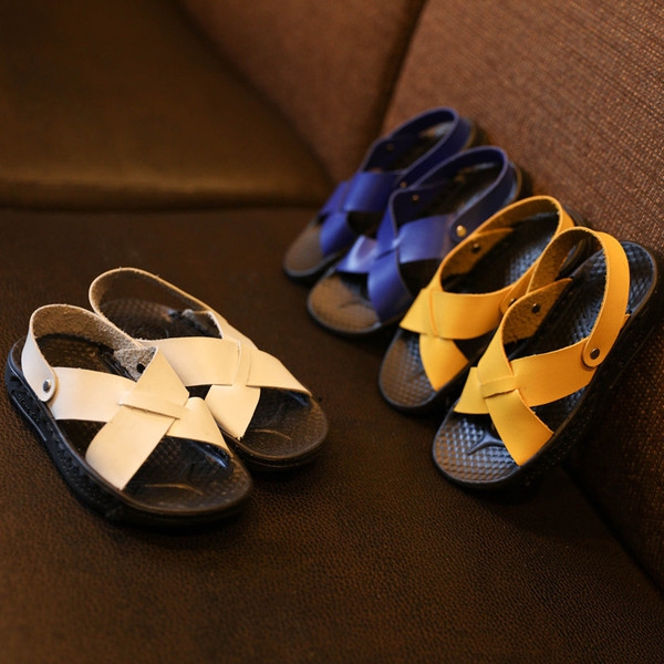 Καλοκαίρι Παιδικά σανδάλια για τα αγόρια - τρία χρώματα - λευκό, μπλε και κίτρινο
