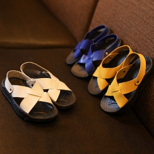 Летни детски сандали за момчета - три цвята - бели, сини и жълти 