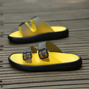 Детски гумени чехли за момчета - готови за летния сезон в жълт и син цвят
