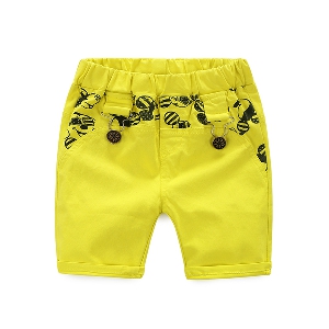 Детски къси панталони жълт и зелен цвят