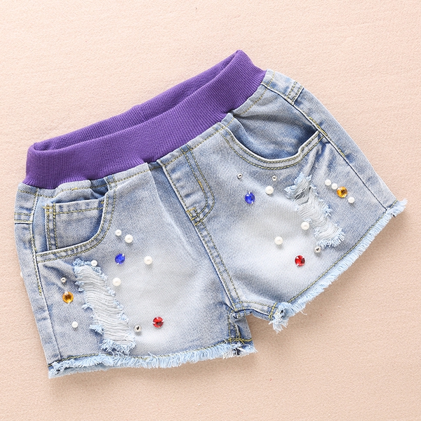 Къси дънкови панталони за момичета - 4 модела с еластична талия