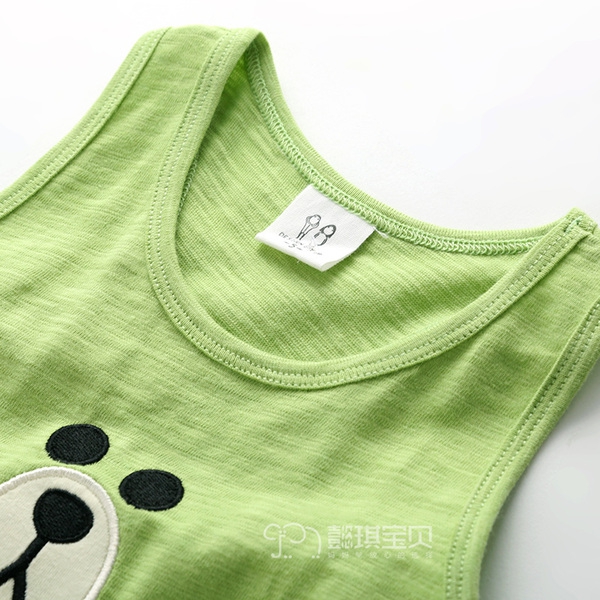 Детско летно потниче - мече - 4 цвята - зелен, жълт, розов, бял