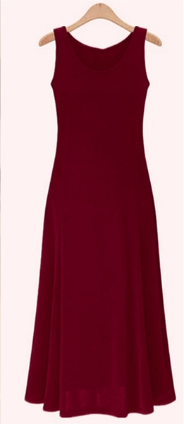 Κυρίες καλοκαίρι, ευρεία και μακρά βραδινά και casual φορέματα - αμάνικα, μικρό ή μακριά μανίκια - μπλε, μαύρο, κόκκινο κρασί, γ