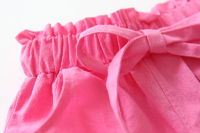 Детски къси панталони за момичета - 5 модела с връзки - розови, бели, тъмносини и виолетов цвят
