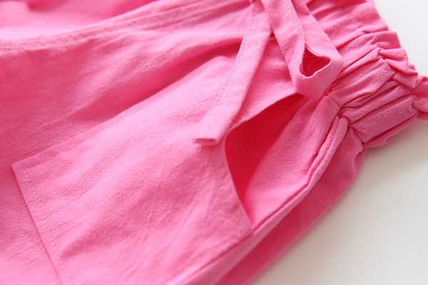 Детски къси панталони за момичета - 5 модела с връзки - розови, бели, тъмносини и виолетов цвят