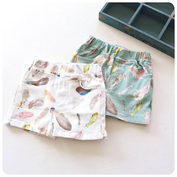 Детски летни къси панталони - 2 цветни модела за момичета