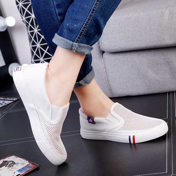 Дамски мокасини от искуствена кожа черен и бял цвят