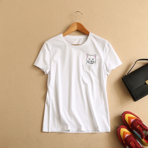 Дамска пролетна блуза с джоб с коте в различни цветове