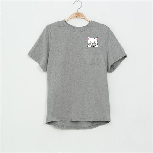 Дамска пролетна блуза с джоб с коте в различни цветове