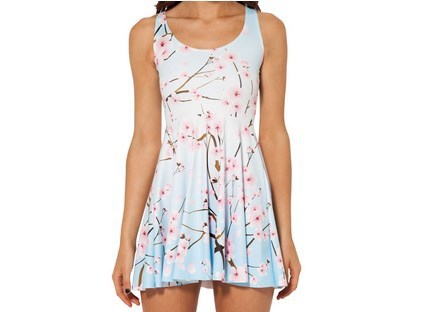 Дамски летни къси цветни рокли с различни мотиви - лилави, черни, червени, ягодки, 3D модели