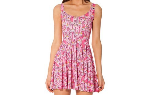 Дамски летни къси цветни рокли с различни мотиви - лилави, черни, червени, ягодки, 3D модели