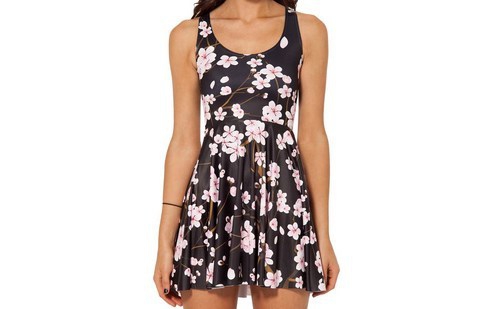 Дамски летни къси цветни рокли с различни мотиви - лилави, черни, червени, ягодки, 3D модели