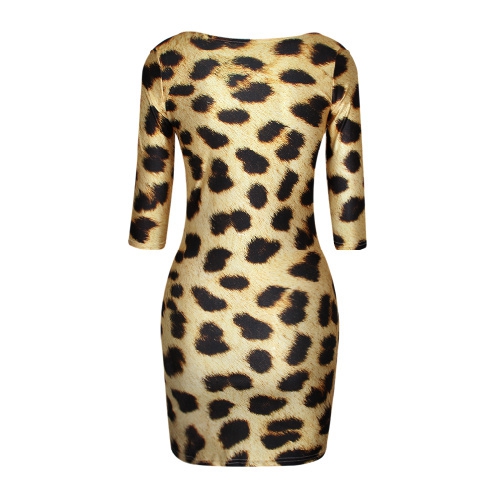 Дамски вечерни рокли в няколко цветни модела, вталени - 3D - леопард, дъга, лъв, мотиви с цветя