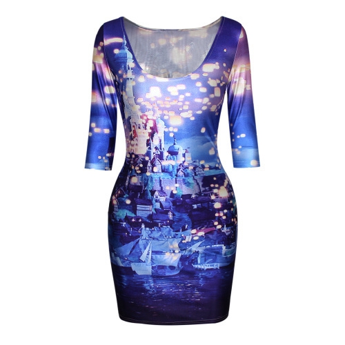 Дамски вечерни рокли в няколко цветни модела, вталени - 3D - леопард, дъга, лъв, мотиви с цветя