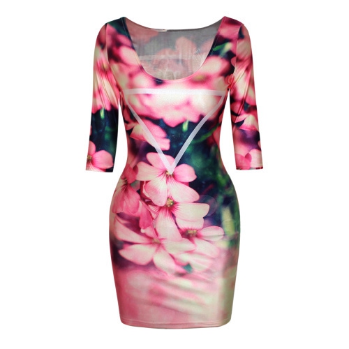 Дамски вечерни рокли в няколко цветни модела, вталени - 3D - леопард, дъга, лъв, мотиви с цветя