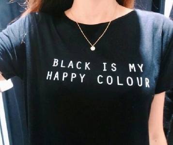 Дамски памучни летни черни тениски с къс ръкав - черни и анимирани